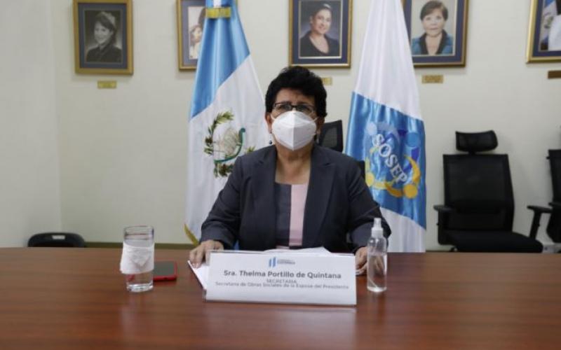 Secretaria de SOSEP, Thelma Portillo, durante la reunión extraordinaria de CONASAN.