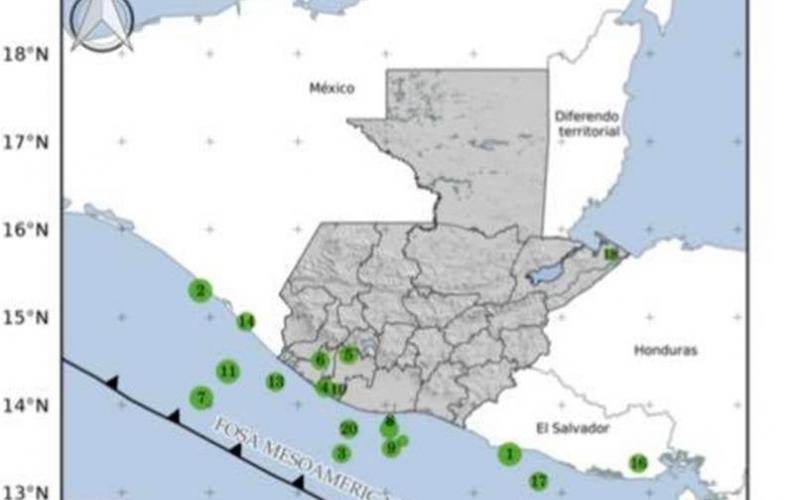 Sismos registrados en las últimas horas. Fuente: INSIVUMEH.