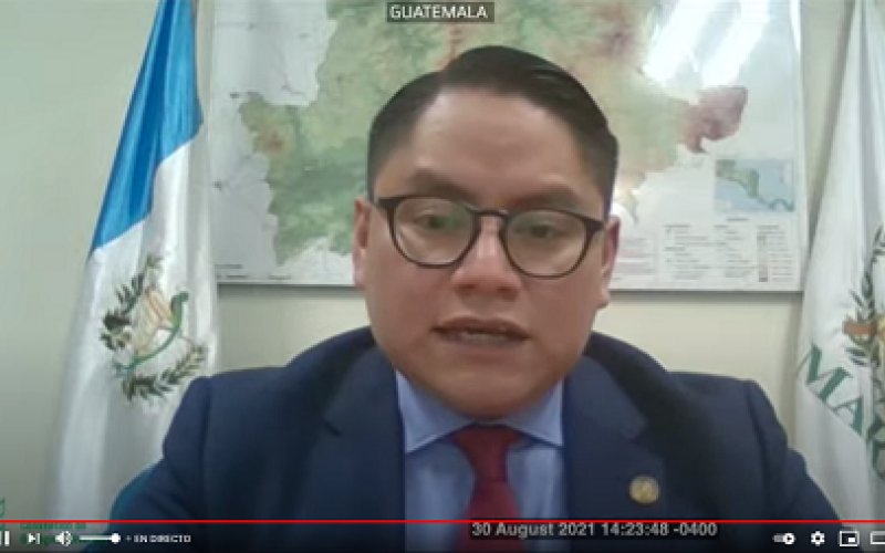 Viceministro de Recursos Naturales, Fredy Chiroy , durante su intervención en la PreCOP de Biodiversidad.