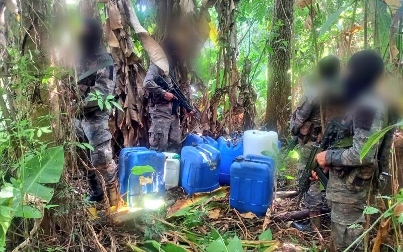 Ejército de Guatemala localiza plantación y laboratorio de ilícitos en San Luis, Petén