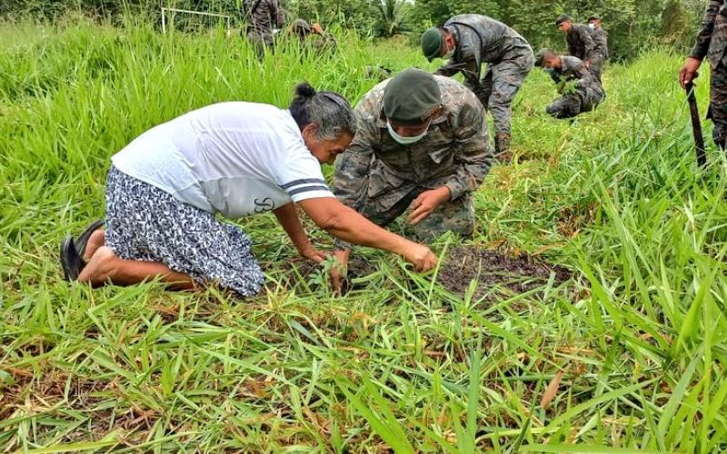Soldados del Ejército de Guatemala reforestan varios sectores del departamento de Petén