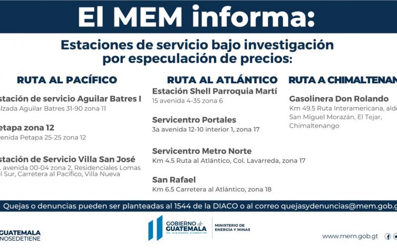 El MEM investiga a ocho estaciones de servicio por supuesta especulación de precios.