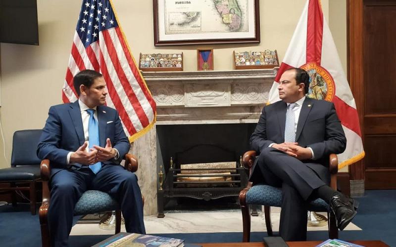 Canciller Mario Búcaro dialoga sobre temas migratorios y de la región con senador por el Estado de Florida 