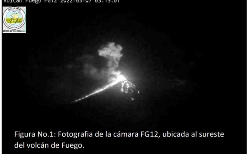 Vista al volcán de Fuego. Fuente: INSIVUMEH.