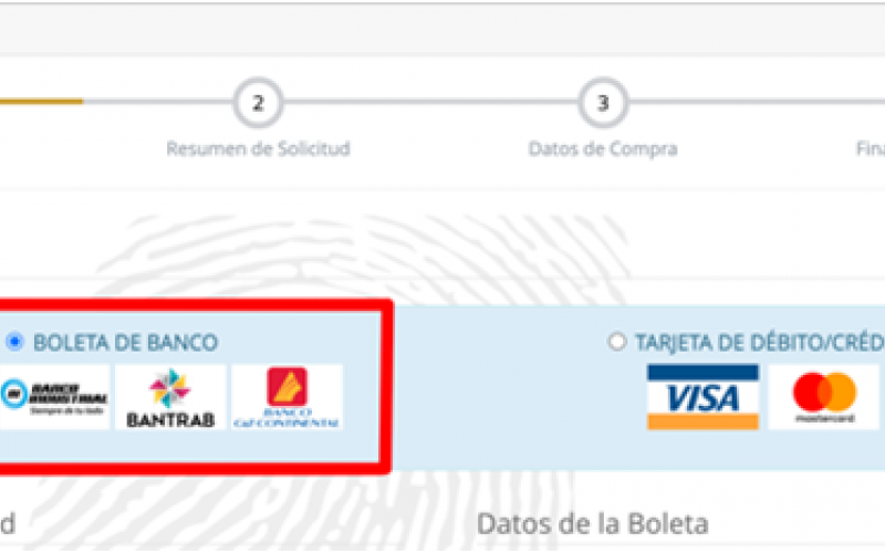 "BOLETA DE BANCO" PARA TRÁMITES EN LÍNEA