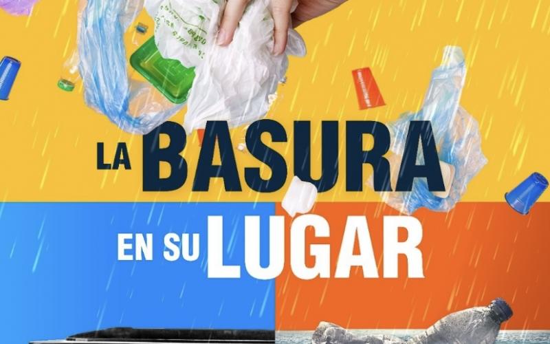 “Evitemos desbordamientos de ríos, colocando la basura en su lugar”, nueva recomendación de la campaña “La basura en su lugar”.