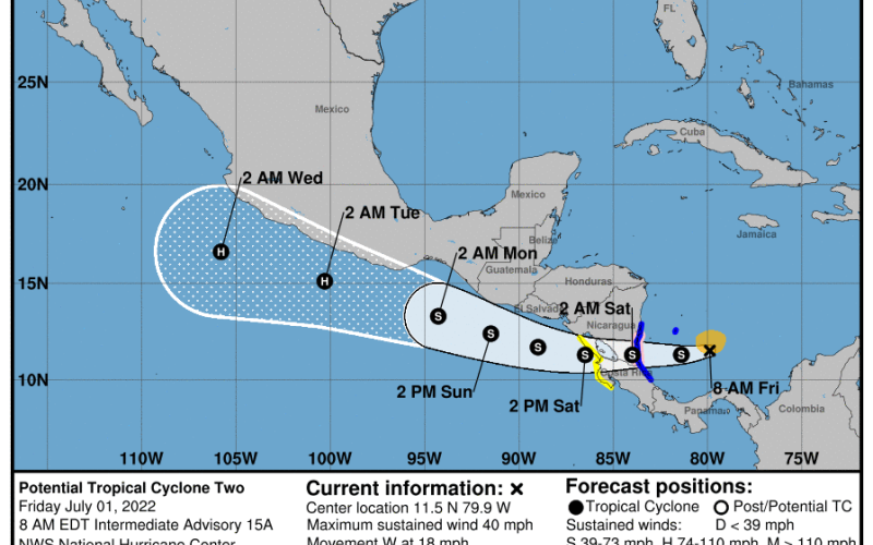 Pronóstico de trayectoria. Fuente: NHC.