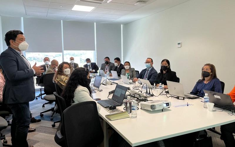 La Viceministra de Integración y Comercio Exterior, María Luisa Flores, durante su reunión.