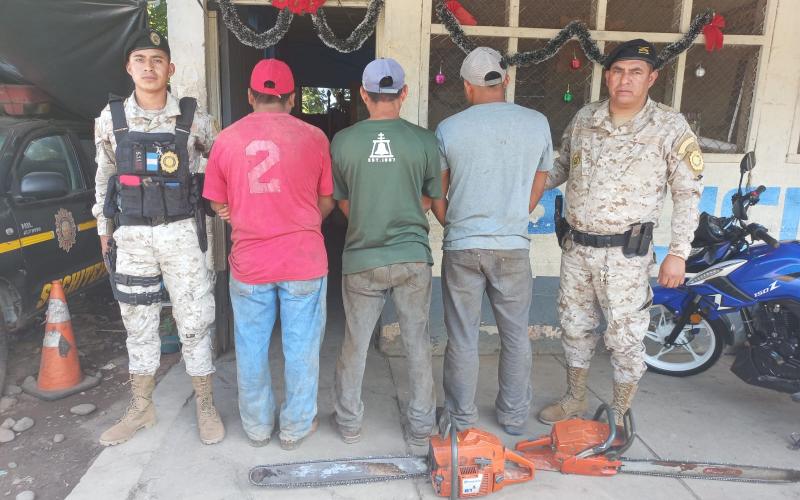 Diprona captura tres personas por tala ilegal en Suchitepéquez