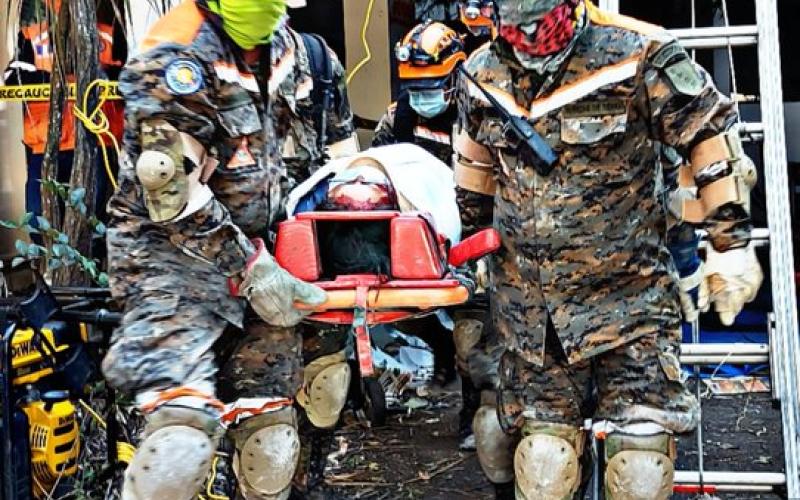 Batallón Humanitario y de Rescate realiza entrenamiento en conmemoración del 47 Aniversario del Terremoto de 1976.