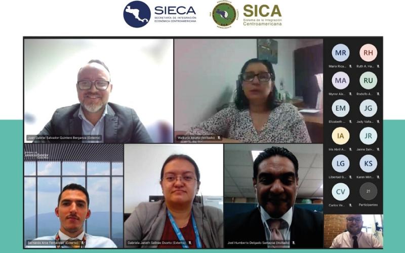 Directores de integración centroamericana durante la reunión virtual.