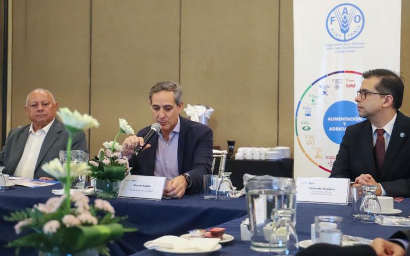 Viceministro de Desarrollo de la Mipyme junto al viceministro de Desarrollo Económico Rufal del Maga y el representante de FAO 