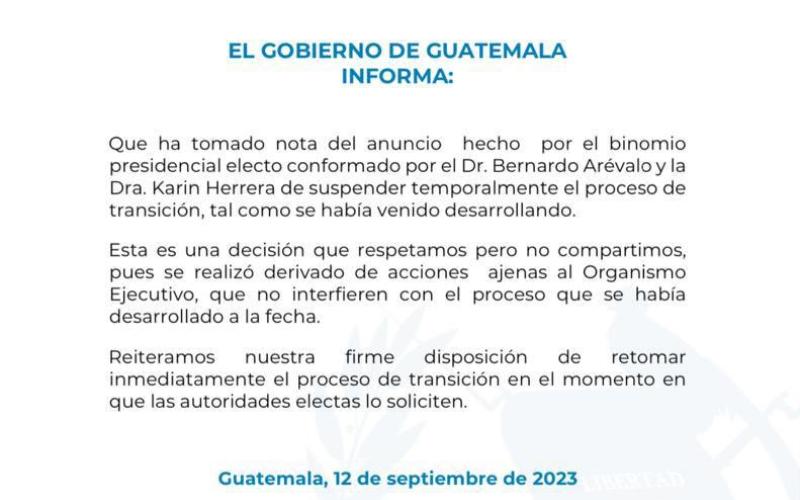 Comunicado del Gobierno de Guatemala 