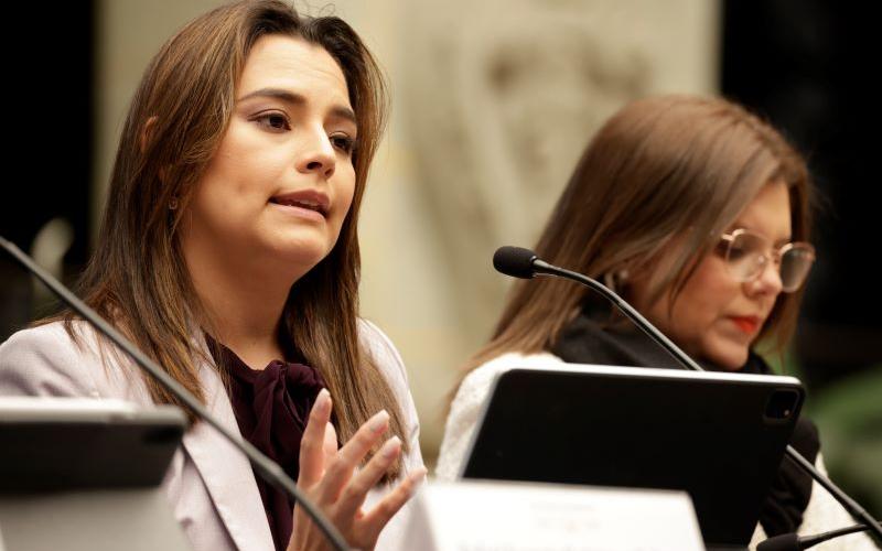 Luz Keila Vilchez, secretaria general de Planificación, durante conferencia de prensa de la Comisión de Transición de Gobierno