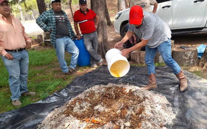 Instruyen sobre técnicas prácticas para la preparación de abono orgánico en Chiquimula