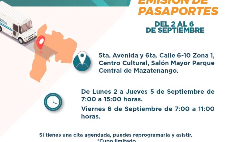 Migración emitirá pasaportes en Suchitepéquez