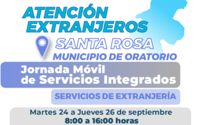 Oratorio, Santa Rosa recibirá jornada móvil de servicios integrados