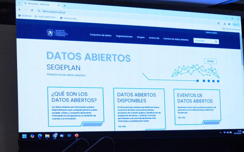 Página de inicio de portal de datos abiertos de SEGEPLAN.