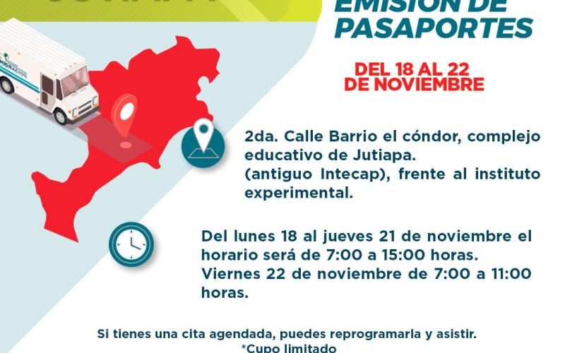 Jornada móvil de emisión de pasaportes llega a Jutiapa