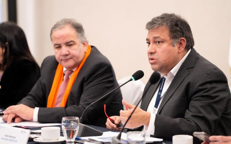 El titular de (SEGEPLAN, Carlos Mendoza y el Coordinador Residente del SNU, Miguel Barreto, copresidieron la reunión. 