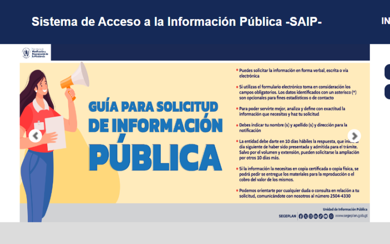Pantalla principal de Sistema de Acceso a la Información Pública.