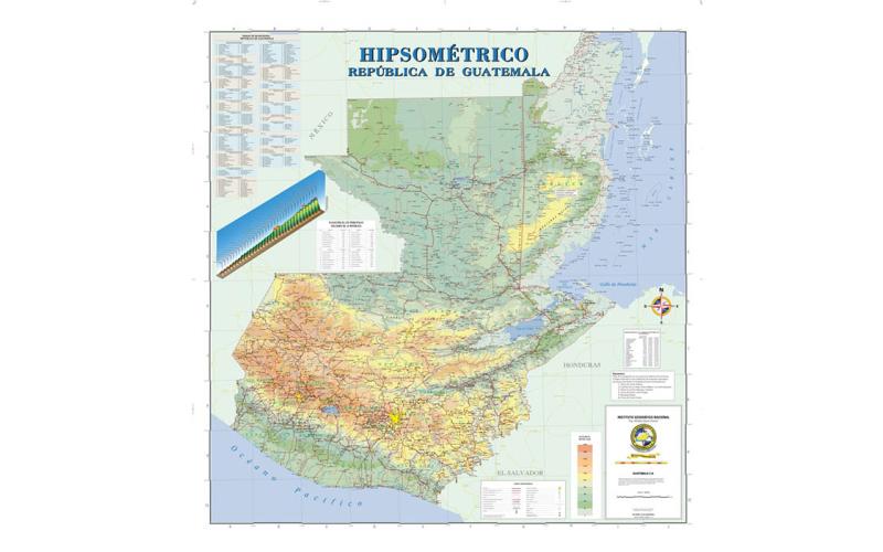El mapa hipsométrico es una representación del relieve de Guatemala
