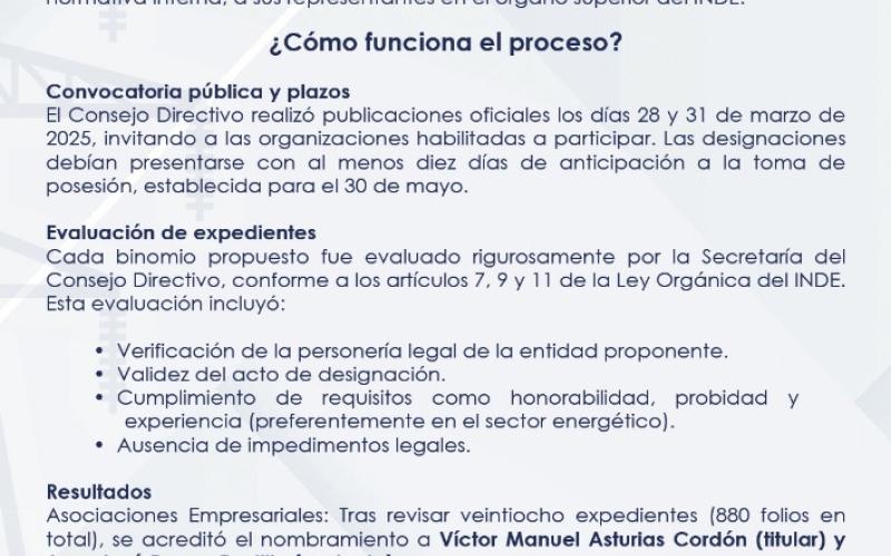 Comunicado oficial del INDE.