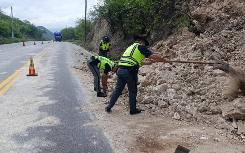 Brigadas de Provial limpian tramo afectado por deslizamiento en la CA-9 Norte y refuerzan medidas de seguridad vial en temporada de lluvia