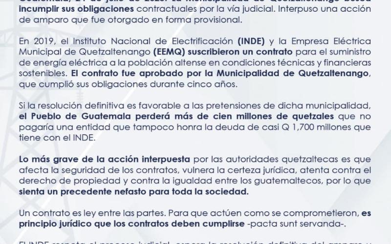 La Municipalidad de Quetzaltenango busca incumplir sus obligaciones.