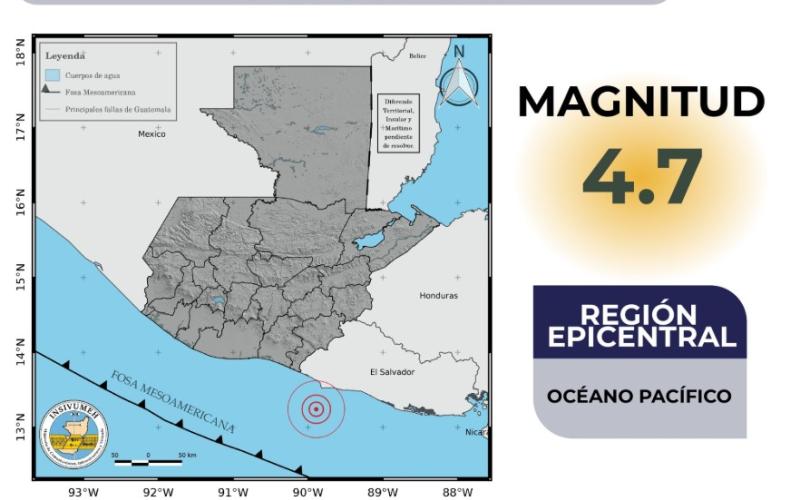 Sismo reportado por INSIVUMEH