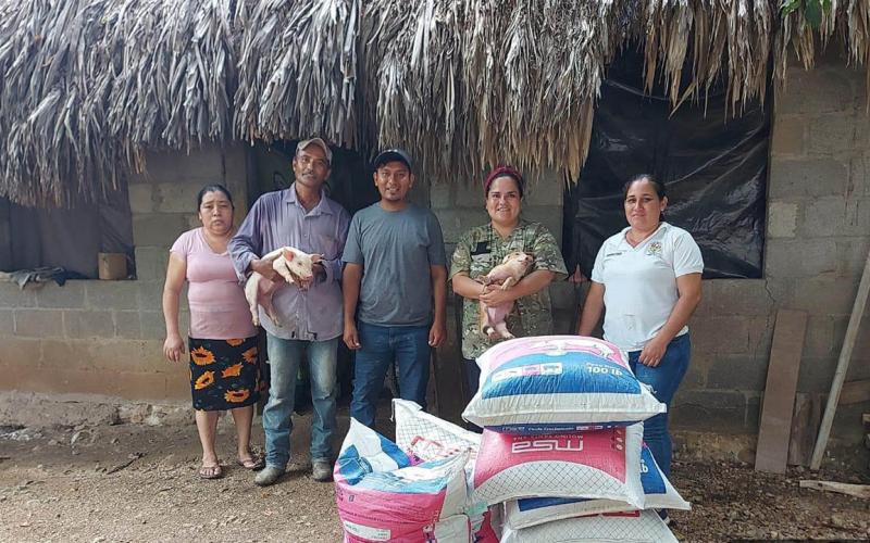 Entregan lechones a productoras rurales de Petén