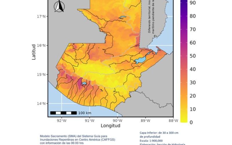 INSIVUMEH publica mapa de saturación de suelos en capa inferior