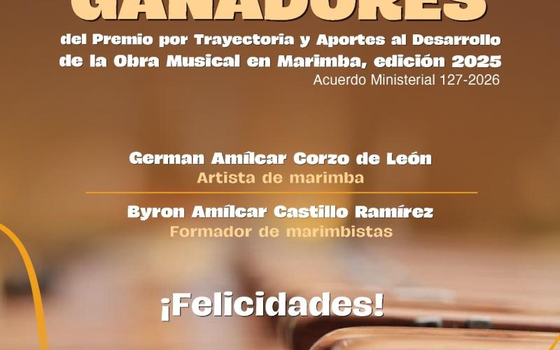Ganadores del Premio por Trayectoria y Aportes al Desarrollo de la Obra Musical en Marimba, edición 2025