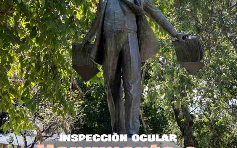 Inspección ocular en el área afectada del Monumento a Miguel Ángel Asturias