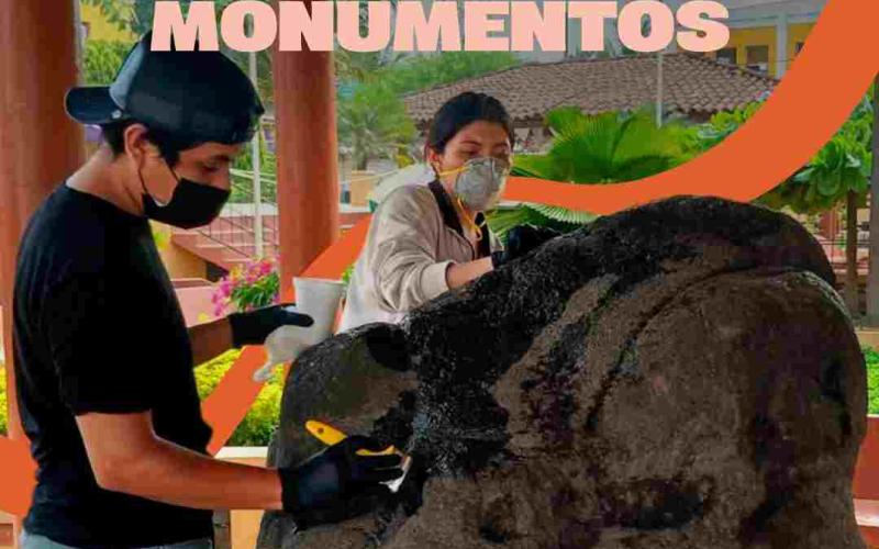 Parque de La Democracia, limpieza y cuidados de monumentos