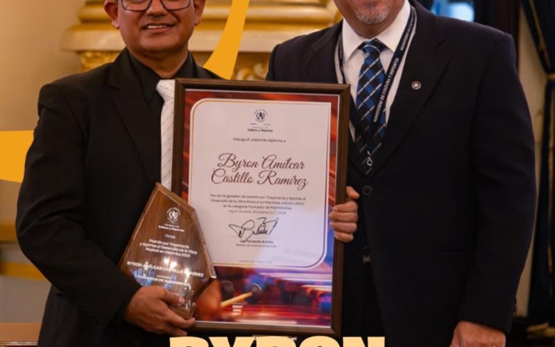 Formador de Marimba del Premio por Trayectoria y Aportes al Desarrollo de la Obra Musical en Marimba edición 2025