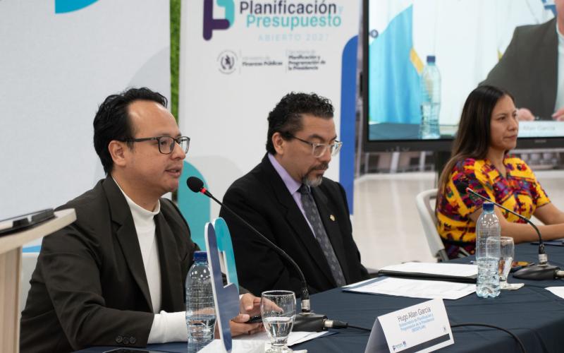 Funcionarios de SEGEPLAN y el Minfin que hicieron el lanzamiento del ejercicio de PPA 2027