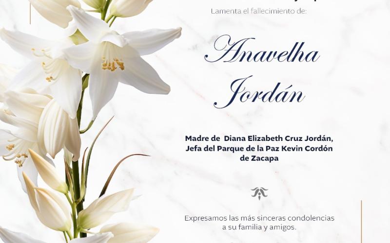 Lamentamos profundamente el sensible fallecimiento de Anavelha Jordán