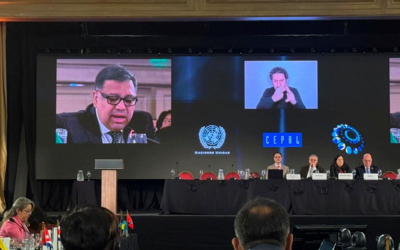El titular de SEGEPLAN, Carlos Mendoza, durante su intervención en la Conferencia sobre Población y Desarrollo.