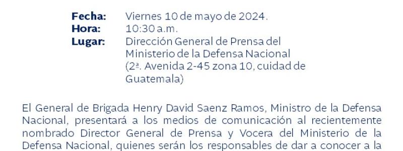 Presentación del nuevo Director General de Prensa y Vocera del Ministerio de la Defensa Nacional.        