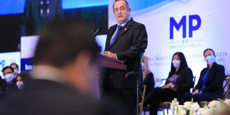 Presidente Alejandro Giammattei resalta labor del Ministerio Público 