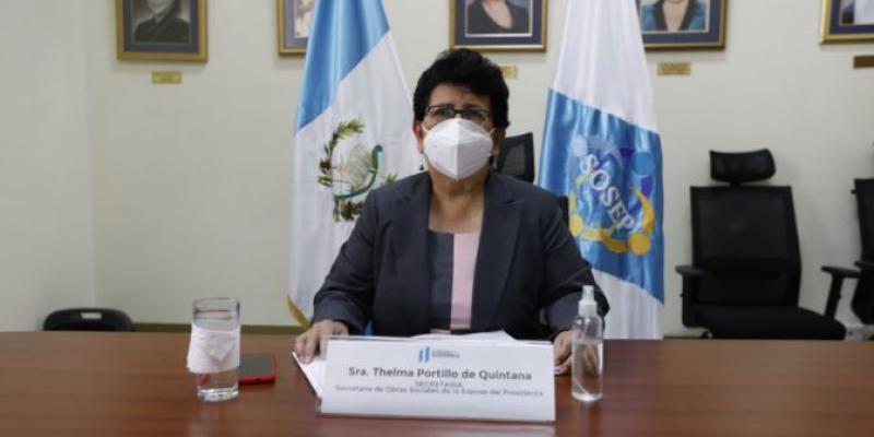 Secretaria de SOSEP, Thelma Portillo, durante la reunión extraordinaria de CONASAN.