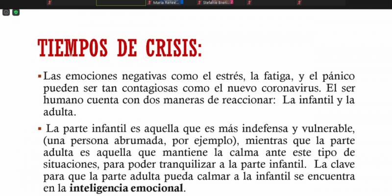 Taller virtual “Inteligencia emocional en tiempos de crisis”.