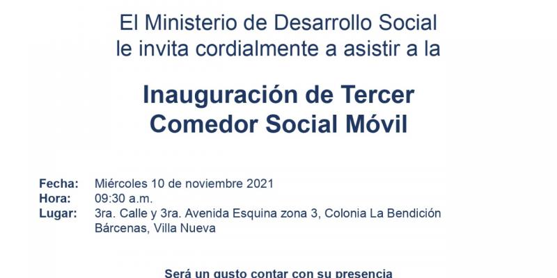 invitación a la inauguración del tercer comedor social móvil