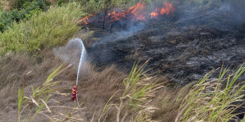 Sistema CONRED liquida incendio. Foto de archivo.