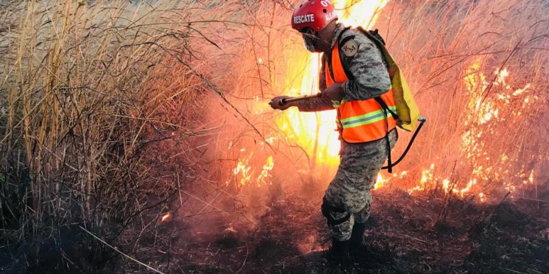 Sofocamiento de incendio forestal registrado en Jutiapa.