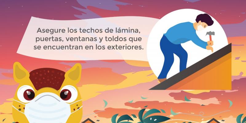 SE-CONRED recomienda asegurar techos de lámina, puertas, ventanas y toldos.