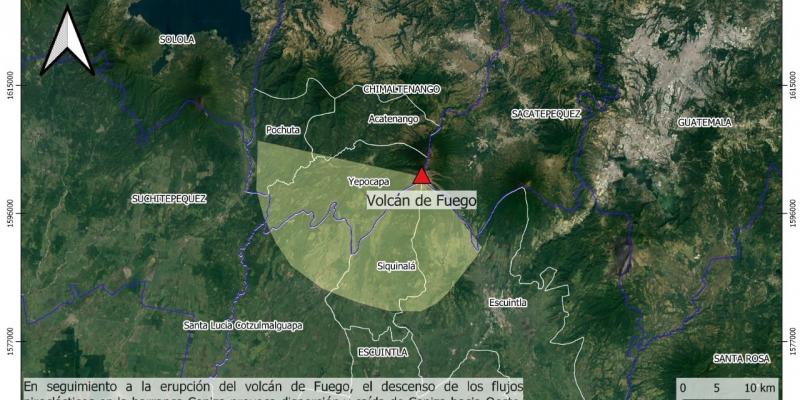 Dispersión de ceniza volcánica. Fuente: INSIVUMEH.