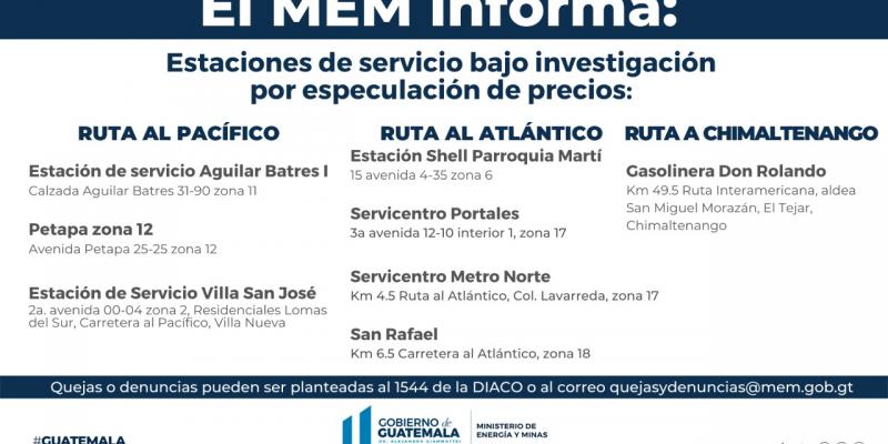 El MEM investiga a ocho estaciones de servicio por supuesta especulación de precios.