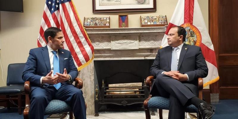 Canciller Mario Búcaro dialoga sobre temas migratorios y de la región con senador por el Estado de Florida 